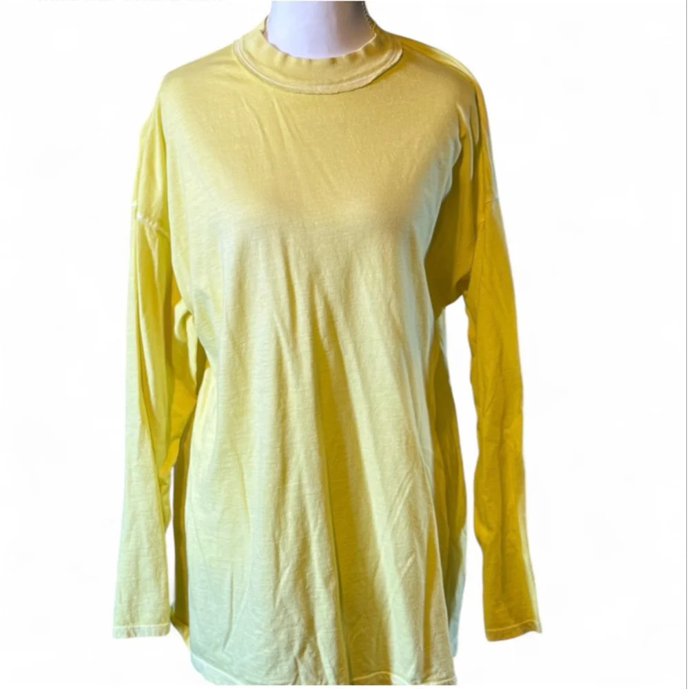 💛 We The Free Free People Yellow Long Sleeve Tee Size M Oversized Slouchy Top